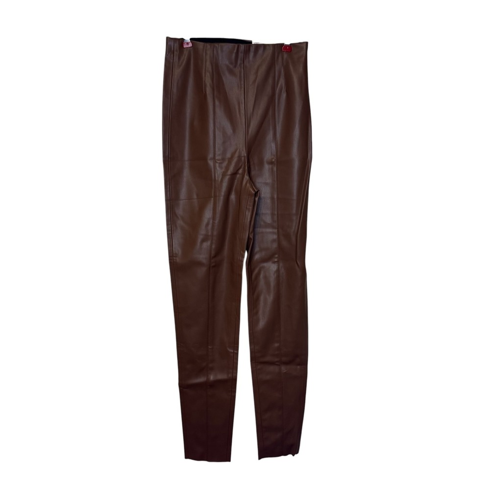Zara Women's Legging High-Rise Skinny Leg Faux Leather Minimalist Brown XS NWT